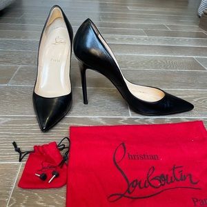 Christian Louboutin Pigalle Black Leather Pointed Toe Pumps EU 40